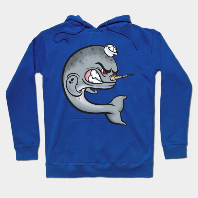 Angry Narwhal Hoodie by StineBrunson